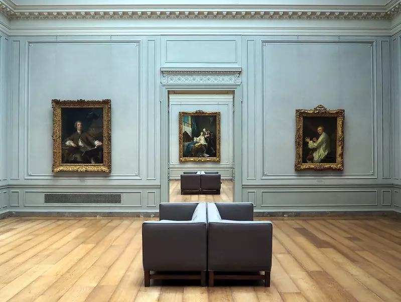 A wall with modern art