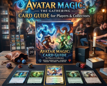 A high-quality book cover and promotional display for "Avatar Magic: The Gathering Card Guide for Players & Collectors
